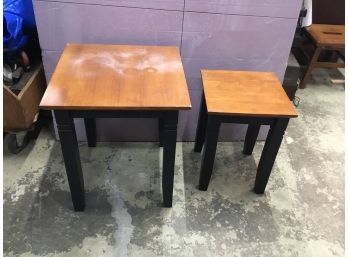 Two Matching Different Sized Wooden End Tables