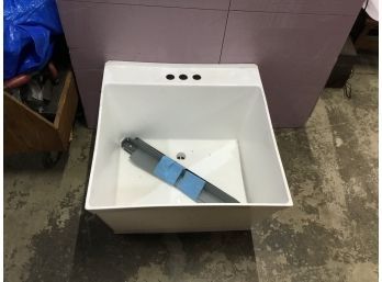 White Industrial Wash Sink With Legs