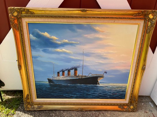 Titanic Oil Painting In Ornate Gold Frame
