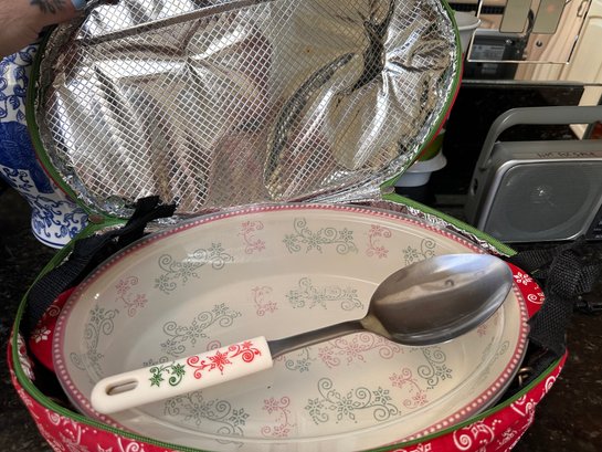 Insulated Food Carrier, Serving Dish And Spoon
