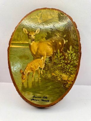 Vintage Souvenir Picture On White Pine Slice
