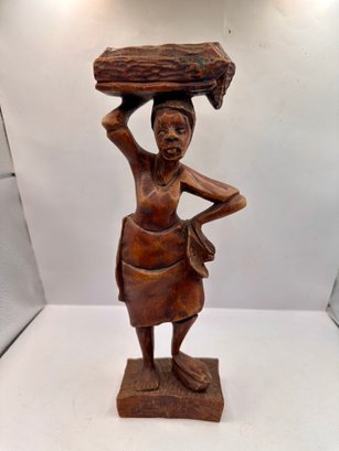Carving Of African Woman Carrying Basket