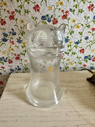 Spode Clear Crystal Cat Treats Jar Figural Cat Container