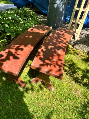 Pair Of Redwood Benches