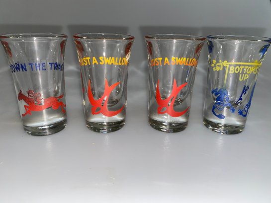 Set Of 4 Novelty Shot Glasses