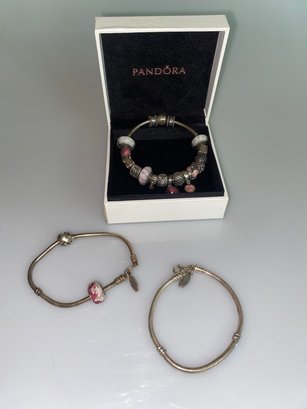 3 Pandora Bracelets With Charms
