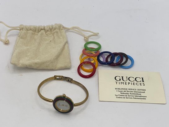 Vintage Gold Gucci Watch With Multi Interchangeable Bezels