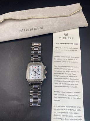Michelle Deco Watch With 108 Diamonds .60 Ct  Stainless Band