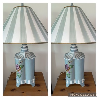 Pair Of Hand Painted Table Lamps