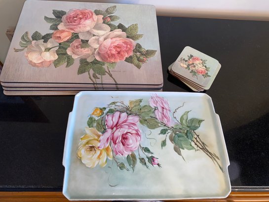 Cabbage Rose Hard Placemats, Coasters & Porcelain Platter