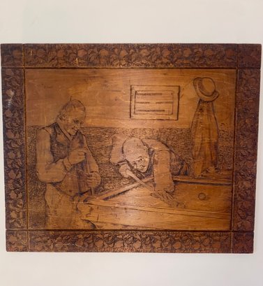 Wood Art Plaque - Playing Pool