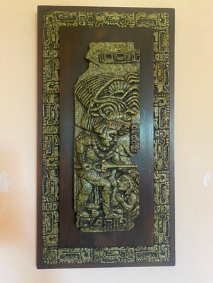 Vintage El-arte Azteca 3D Mayan Aztec Wood Plaque