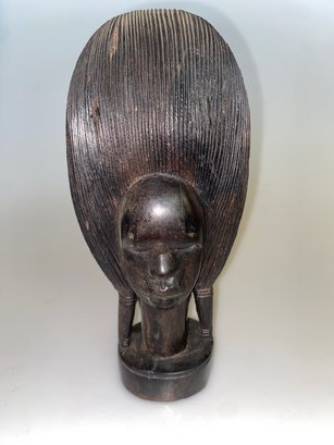 Vintage Tribal Hand Carved Ebony Wood Bust