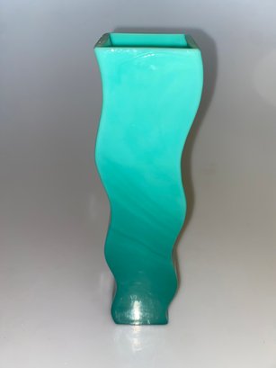 David Levi - Ibex Glass Studio, Turquoise Wavy Vase