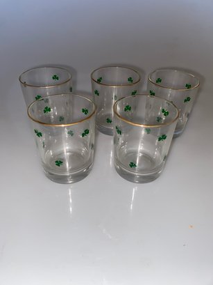 Set Of 5 Shamrock Shot Glasses