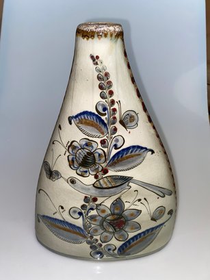 Bird & Butterlfy Mexican Pottery Vase