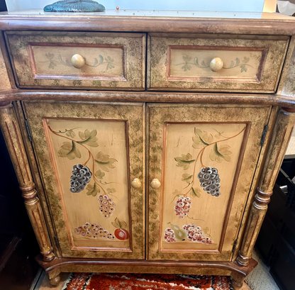 Painted Decorated 2 Door Cabinet With Grape And Fruit Design