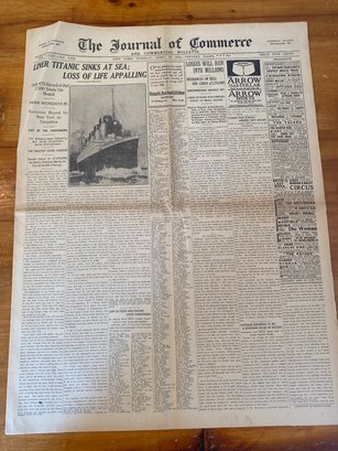 NY Journal Of Commerce April 16,1912 Authentic Newspaper, Titanic