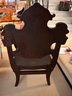 Antique Oak Carved Face Throne Chair