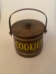 Wood Cookie Jar Barrel