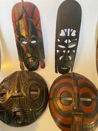 4 Wood African Masks