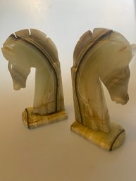 Green Onyx Horse Bookends