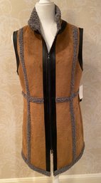 NWT Nic  Zoe Heritage Faux Suede Sherpa Vest Size M