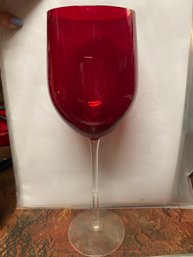 Set Of 18 Red Glass Goblets
