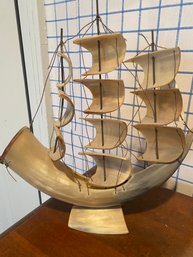 Vintage Horn Bone Sailboat
