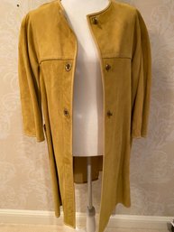 Vintage Bonnie Cashin Sills Mustard Gold Suede Coat Size S/M