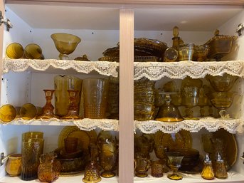 Large Lot Of Amber Glassware