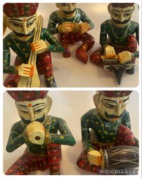 Asian Wooden Figures Playing Instruments