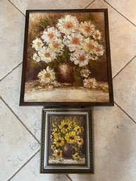 Pair Of Framed Floral Oil Paintings