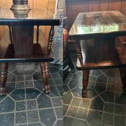 Pair Of Vintage Colonial 2 Tier End Tables Spindle Legs