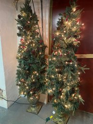 Pair Of Holiday Topiary Trees