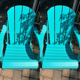 Set Of Two Teal  Blue Adirondack Chairs