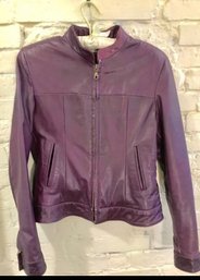 Stylish Purple Leather Jacket. Womens Medium