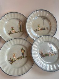 Set Of 4 Made In Mexico Dinner Plates