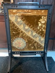 Antique Silk Fireplace Screen