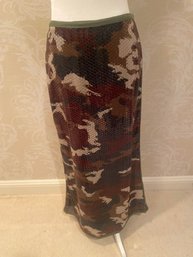 Moschino Sequined Camouflage Long Skirt Size 8