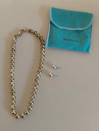 Tiffany & Co Sterling Bead Necklace & Earrings