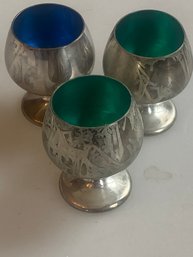 Set Of 3 Sterling Silver Mini Cups