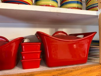 Large Lot Of Red Bakeware.  Assorted. About 18 Pieces