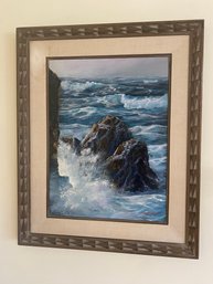 Crashing Waves Framed Oil, George J. Bleich