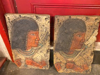 Pair Of Austin Productions Egyptian Ceramic Plaques