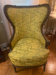 Vintage Green Upholstered Wing Chair