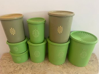 Vintage Green Tupperware Canisters
