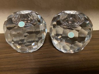 Tiffany & Co Crystal Candle Holders In Box