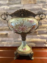 Urn With Brass Footing And Trim