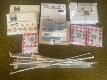 Lot Of New Sheets, Curtains, Rods
